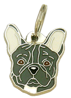 BOULEDOGUE FRANÇAIS GRIS <br> (Médaille chien, gravure gratuite)